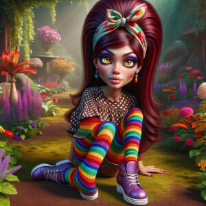 Create a hyper realistic airbrush style image of a gorgeous youn...