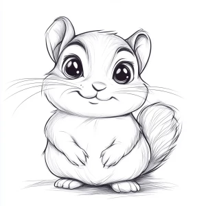 A cute chipmunk facing forward with expressive eyes, full body,...