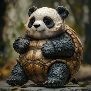 Panda turtle dog, body of a turtle, head of a panda , feet of a...