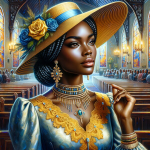 A spiritually enriching illustration portrays an African America...