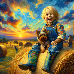 photorealistic oil brushed oil painting of a beautiful little co...