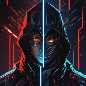 a young person whose face is split into two distinct halves. The...