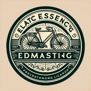 A logo combining a hand-drawn illustration of a classic bicycle with subtle shading, surrounded by a circular border and elegant lettering