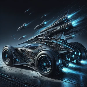 Create a three-quarter view concept illustration of a futuristic...