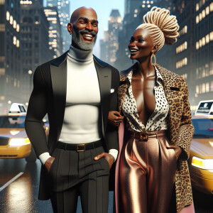 3D image of an attractive African-American couple in their mid 5...