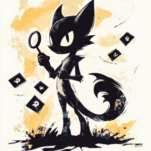 A vigilant Marowak silhouette holding a magnifying glass-shaped...