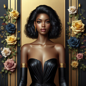Create a vertical 3-D portrait of a light-skinned African-Americ...
