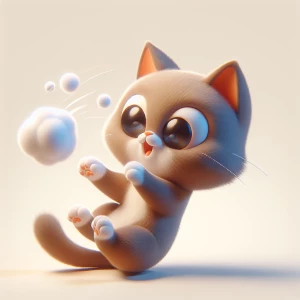 cute cat playing with cotton ball