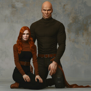 A photorealistic high resolution image. Light ginger haired fema...
