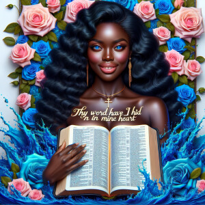 Create an image of an ultra-light-skinned African-American woman...