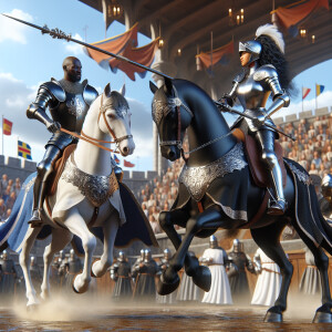 3d rendering of renaissance knight’s jousting