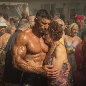 Full potrait Hyperrealism photo painting,a muscular beefy kashmi...