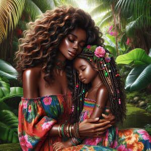 A tender depiction of a Bohemian mother with her child, both sty...