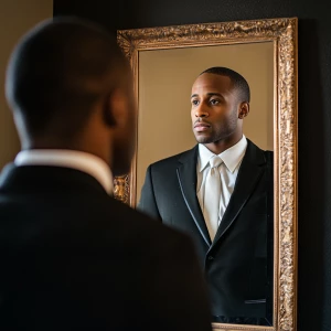 Generate an image of a well-dressed, confident African-American...