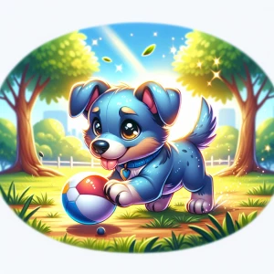 Design a digital illustration of Bluey, the animated Australian...