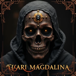 Design a rap album cover titled "Dark Matter" for artist Maria M...