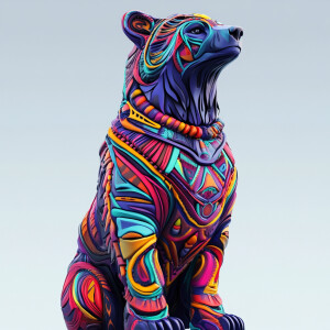 Create a 3D rendering that features an array of a vibrantly-colo...