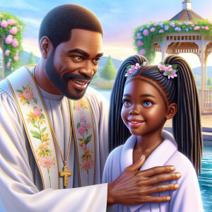 Create a 3D realistic image of an African-American Jesus Christ...