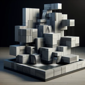 Founatain waterfalls individual floating slate stone slabs unite...