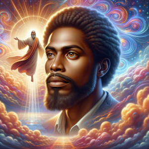 Produce a realistic image of an African-American Jesus in the fo...
