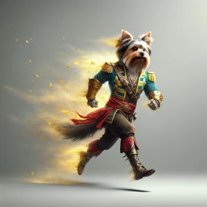 A muscular anthropomorphic yorkie warrior, inspired by Captain J...