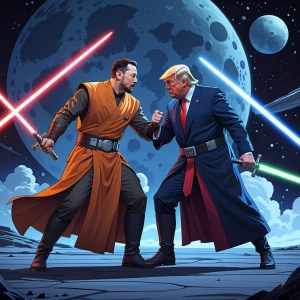 Star Wars-inspired duel between Elon Musk and Donald Trump on a...