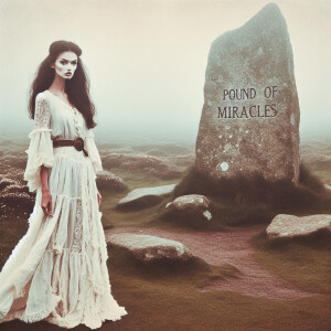 Faded color film photograph from 1971 of a stunningly beautiful,...