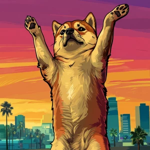 MEME DOGE in GTA art style — Do a hand stand. — in the style of...
