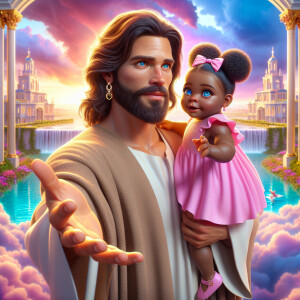 Create a 3D realistic artwork featuring the phrase 'Jesus Saves'...