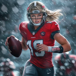 Taylor Swift  NFL player, picture in action, in GTA art style