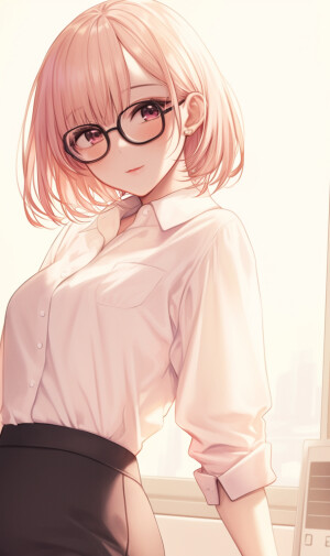 An anime-style Kuriyama Mirai, , and a white shirt with a tie le...
