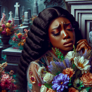 A beautiful light-skinned African-American woman with long wavy...
