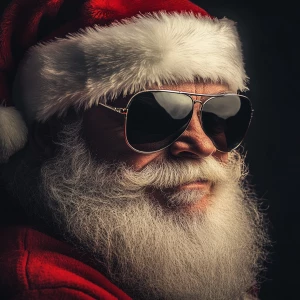 Santa Claus in sunglasses as the godfather of the mafia. Use car...