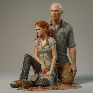 A photorealistic high resolution image. Light ginger haired fema...