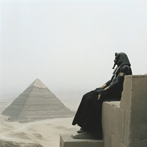 The Pharaonic king on his throne atop the pyramids --sref 317335...