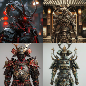 Samurai futuristic high tech, dragon styled dynasty warriors sty...