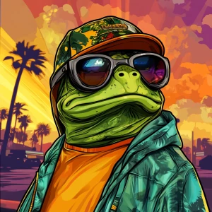 MEME PEPE in GTA art style — — in the style of a Grand Theft Au...