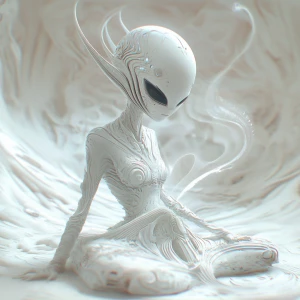 Create an image of an alien girl with a unique art style, charac...