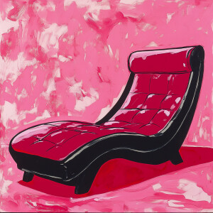 Funny, cartoon, waxy, wacky, chaise lounge ( chair is empty stra...