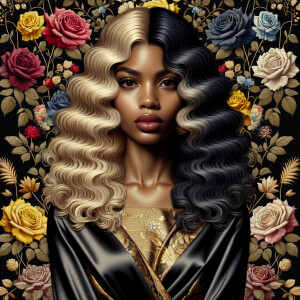 Create a vertical 3-D portrait of a light-skinned African-Americ...