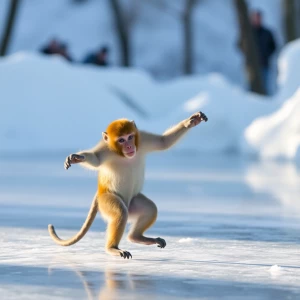 Dancing monkey on ice.