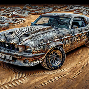 an image of a 1992 mustang  featuring an rattle snake scale patt...