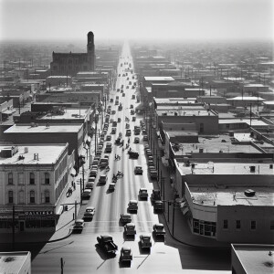 4k quality, drone over the streets of San Antonio Tx, in the 196...