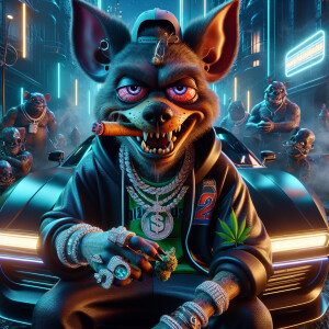 High definition 3D image of Taz with droopy bloodshot eyes, wear...