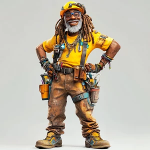 Create an image of a whimsical, cartoon-style Black male charact...