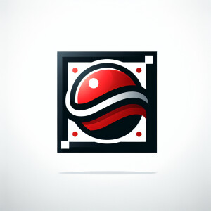 5. "Craft a sleek logo using a vibrant red orb contained within...