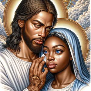 Ensure that the image distinctly represents both Jesus Christ an...
