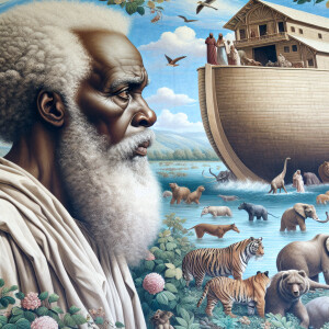A close-up and detailed wall painting focusing on Noah, depicted...