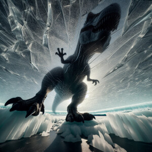 "View from directly below a thin layer of ice looking up at the...