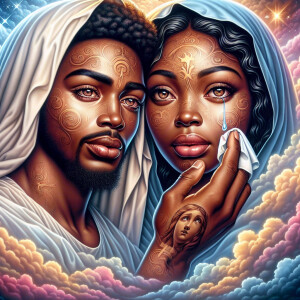 Ensure that the image distinctly represents both Jesus Christ an...